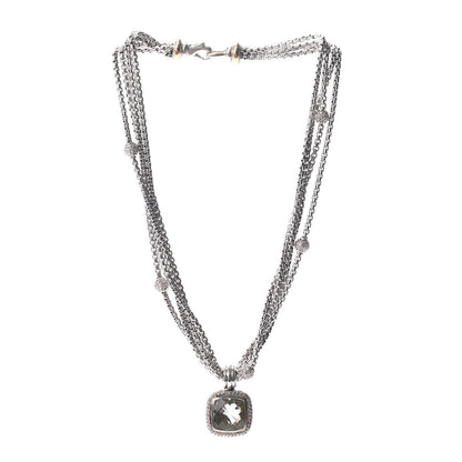 David Yurman Sterling Silver Diamond Prasiolite Multi Strand 20mm Albion Pendant Necklace 3 of 4