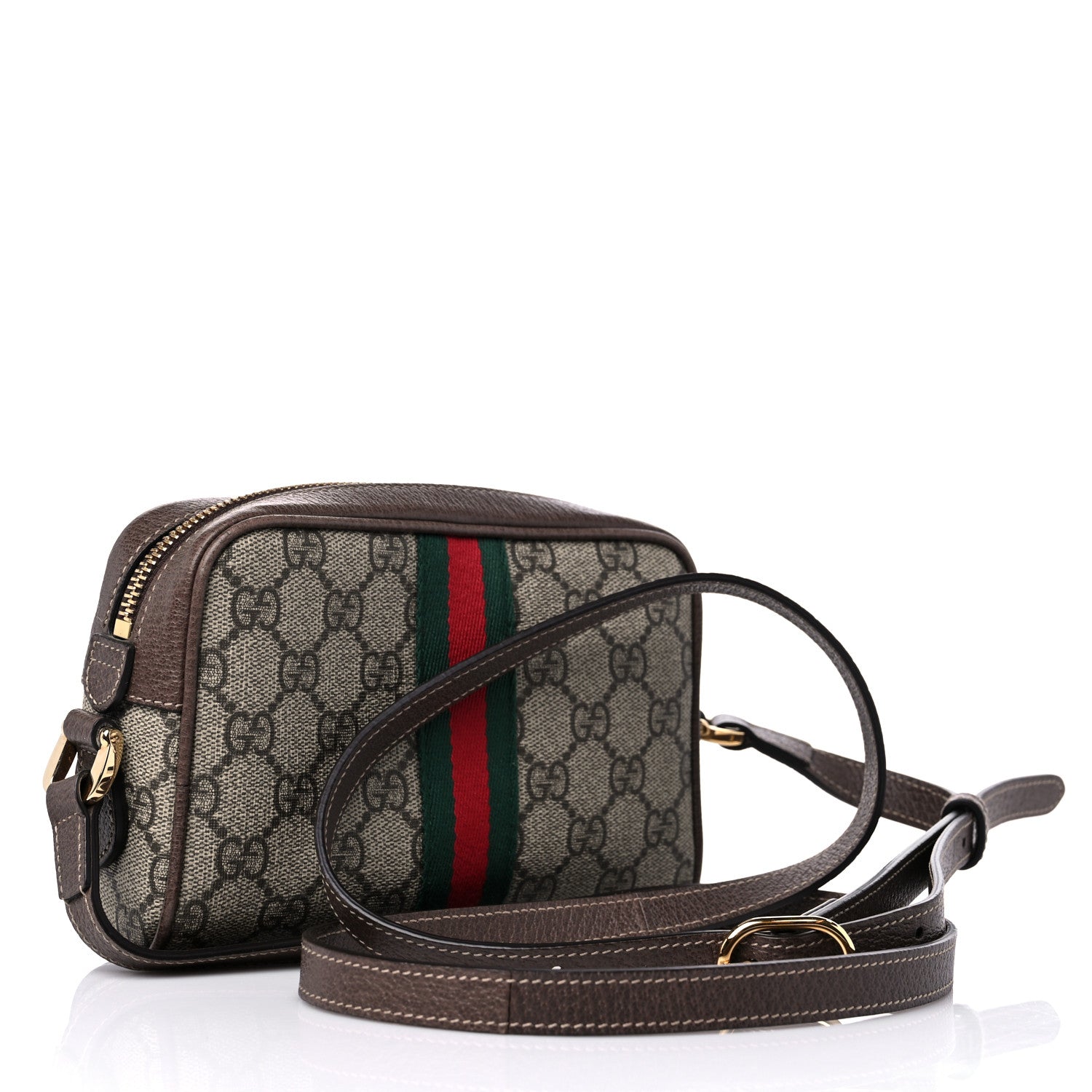 Gucci GG Supreme Monogram Web Mini Ophidia Shoulder Bag Brown 3 of 11