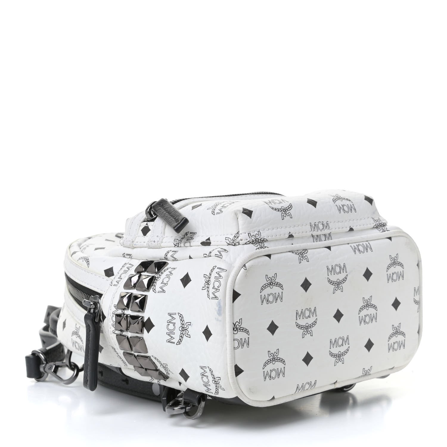 MCM Visetos Side Stud X-Mini Stark Bebe Boo Backpack White 3 of 8