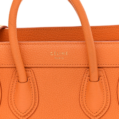 Celine Drummed Calfskin Nano Luggage Bright Orange 8 of 10