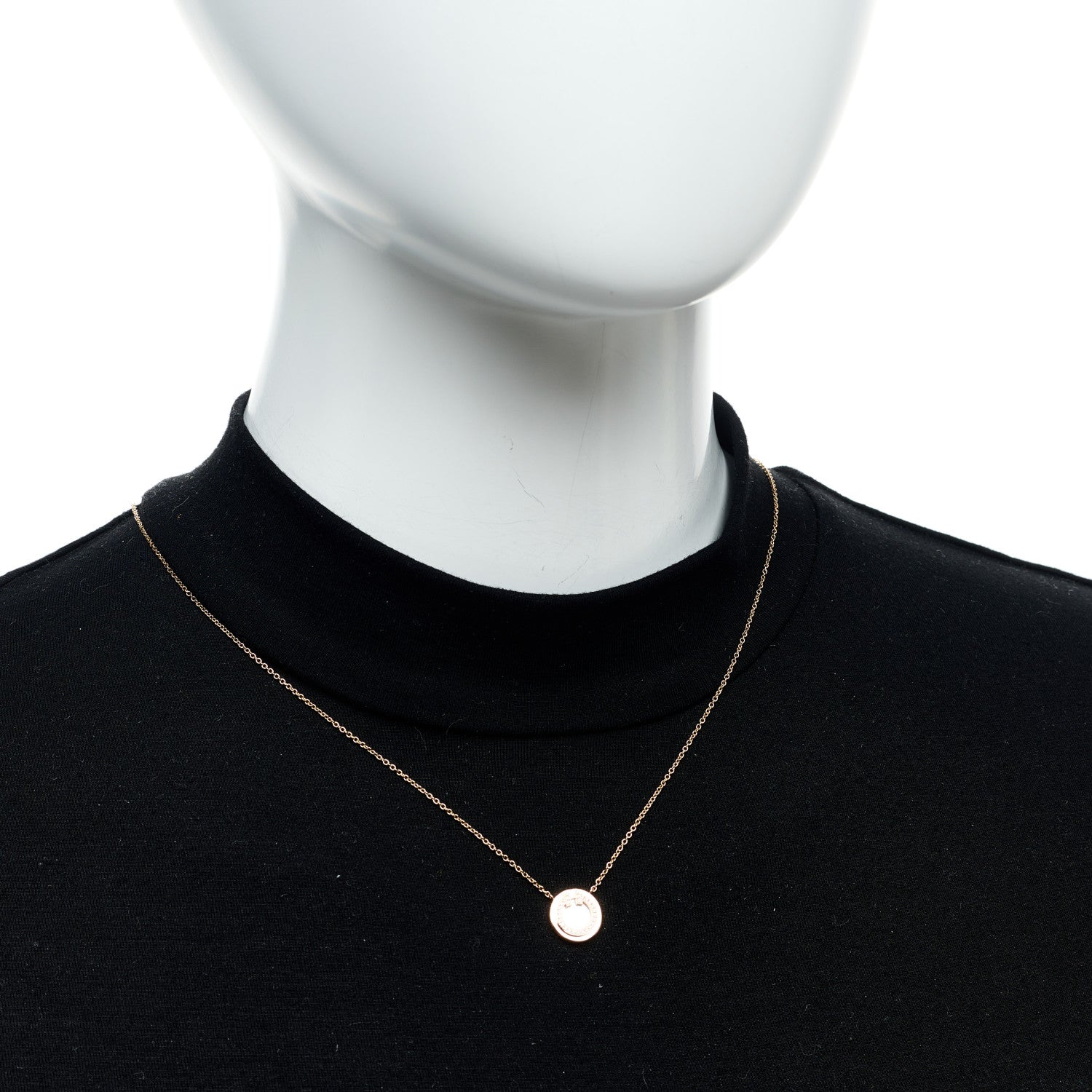 Tiffany 18K Rose Gold Diamond Mother of Pearl Small T Circle Pendant Necklace 2 of 5