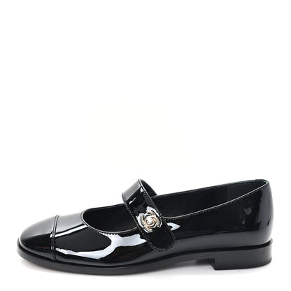 Chanel Patent Calfskin Mary Janes Flats 35.5 Black 1 of 10