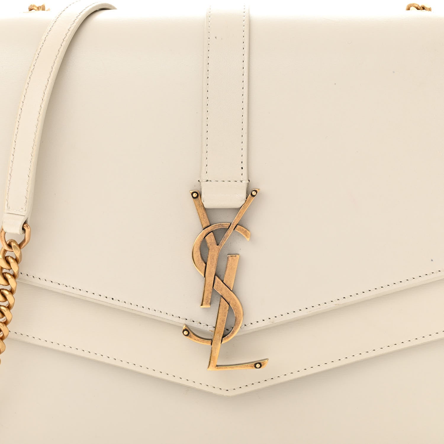 Saint Laurent Smooth Calfskin Monogram Medium Sulpice Shoulder Bag Light Natural 8 of 16