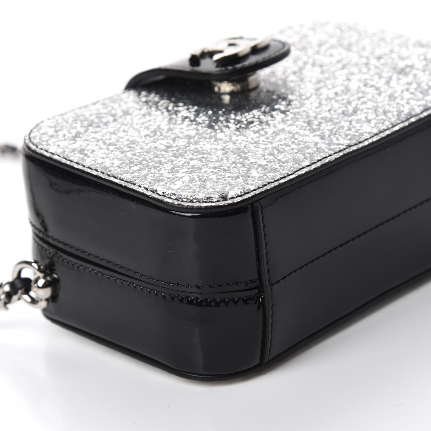 Chanel Glitter Patent Evening On The Moon Camera Case Silver 6 of 11