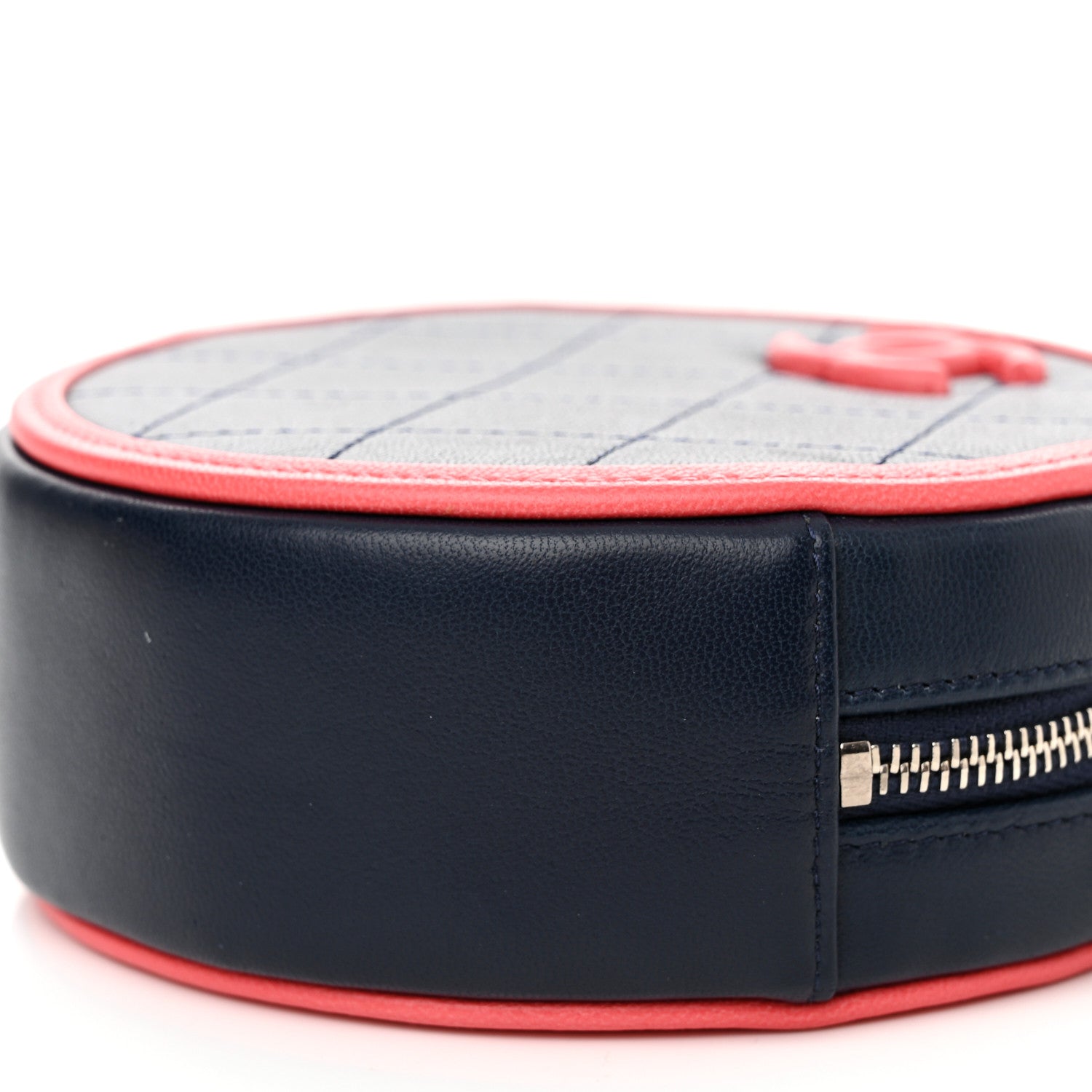 Chanel Lambskin Quilted Round Clutch With Chain Navy Pink 10 of 10