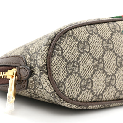 Gucci GG Supreme Monogram Textured Calfskin Web Large Ophidia Cosmetic Case Beige Ebony New Acero 9 of 10