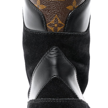 Louis Vuitton Suede Calfskin Monogram Laureate Platform Desert Boots 39.5 Black 10 of 11