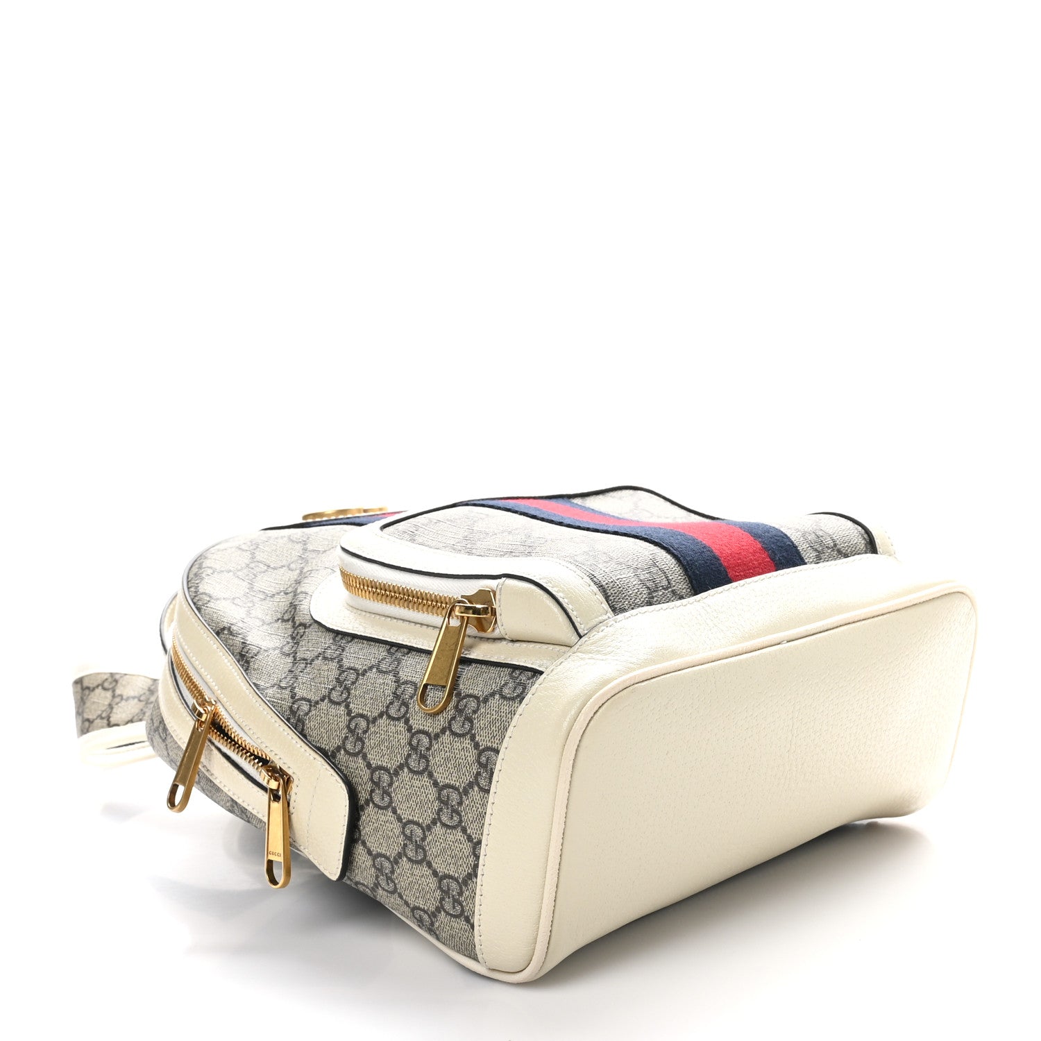 Gucci GG Supreme Monogram Textured Calfskin Web Small Ophidia Day Backpack Beige Ebony Mystic White 4 of 12
