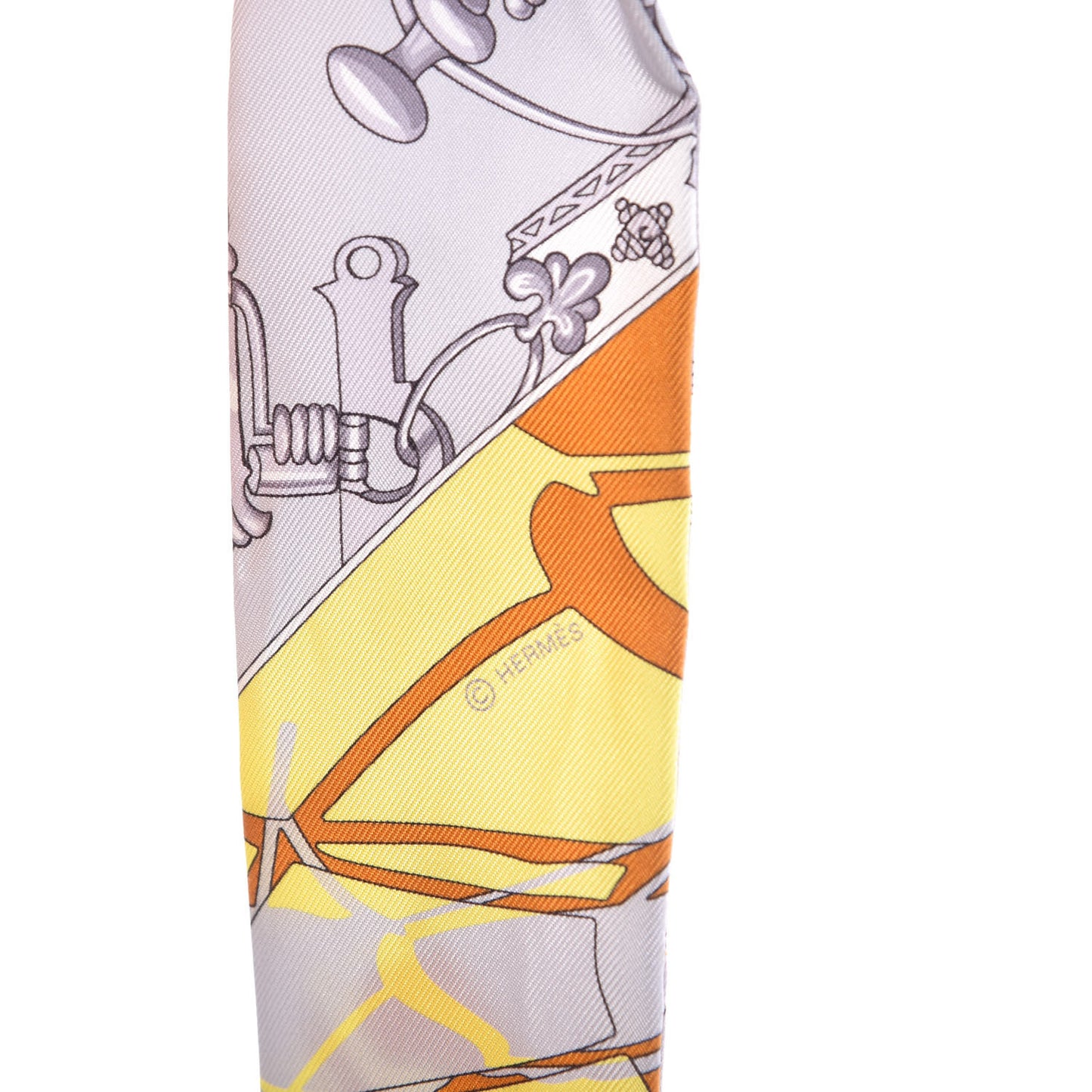 Silk Caleche Mors Et Bouteilles Twilly Ocre Gris Jaune Vif