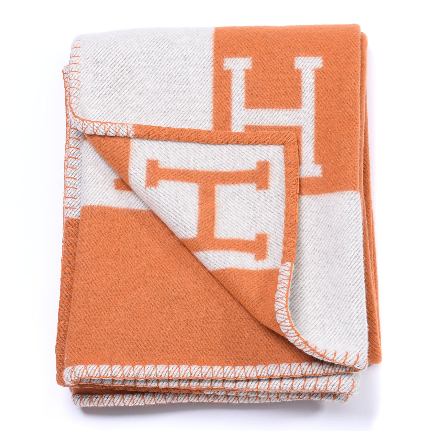 Wool Cashmere Signature Classic Avalon Blanket Ecru Potiron