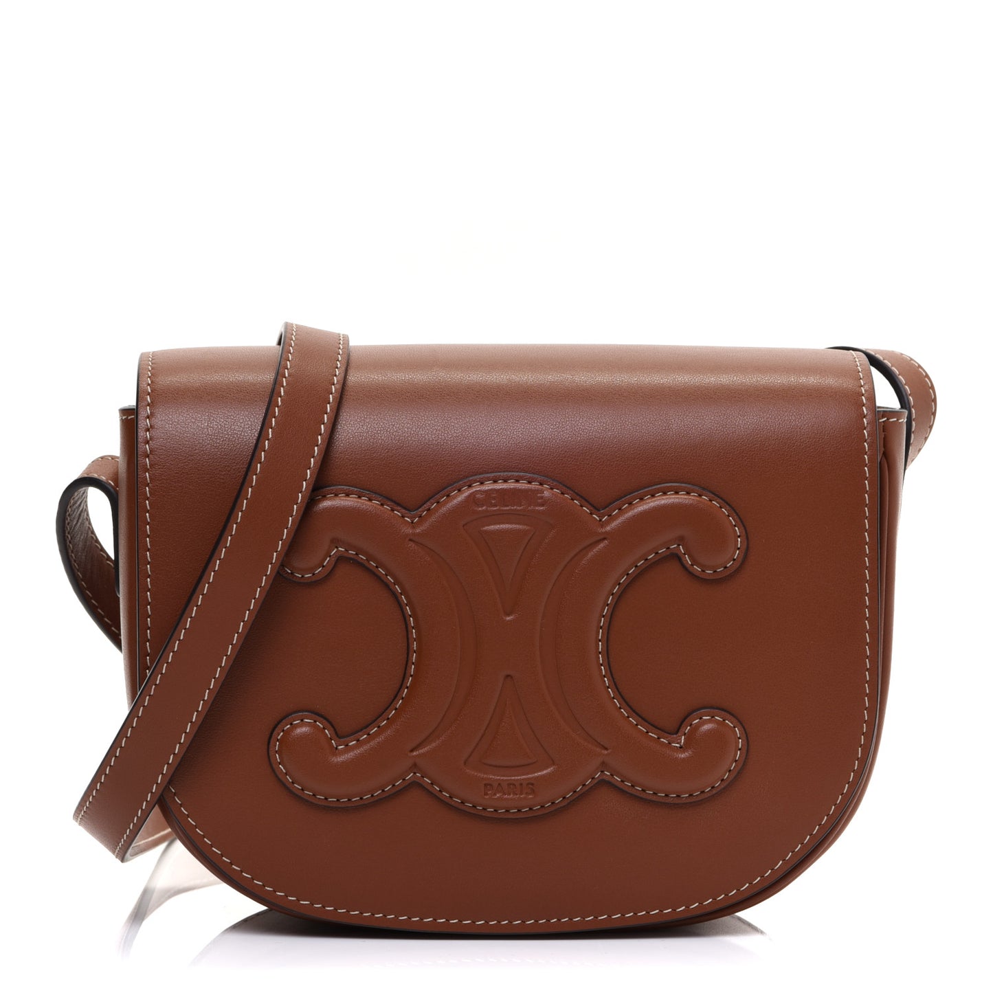 Smooth Calfskin Cuir Triomphe Folco Crossbody Bag Tan