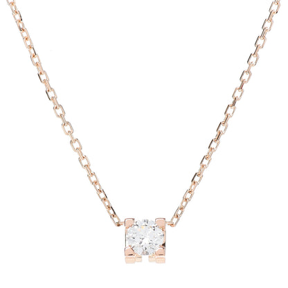 Cartier 18K Pink Gold Diamond .18ct C De Pendant Necklace 4 of 5