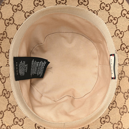 Gucci Monogram Textured Dollar Calfskin GG Jago Bucket Hat L Cacao Beige 7 of 9
