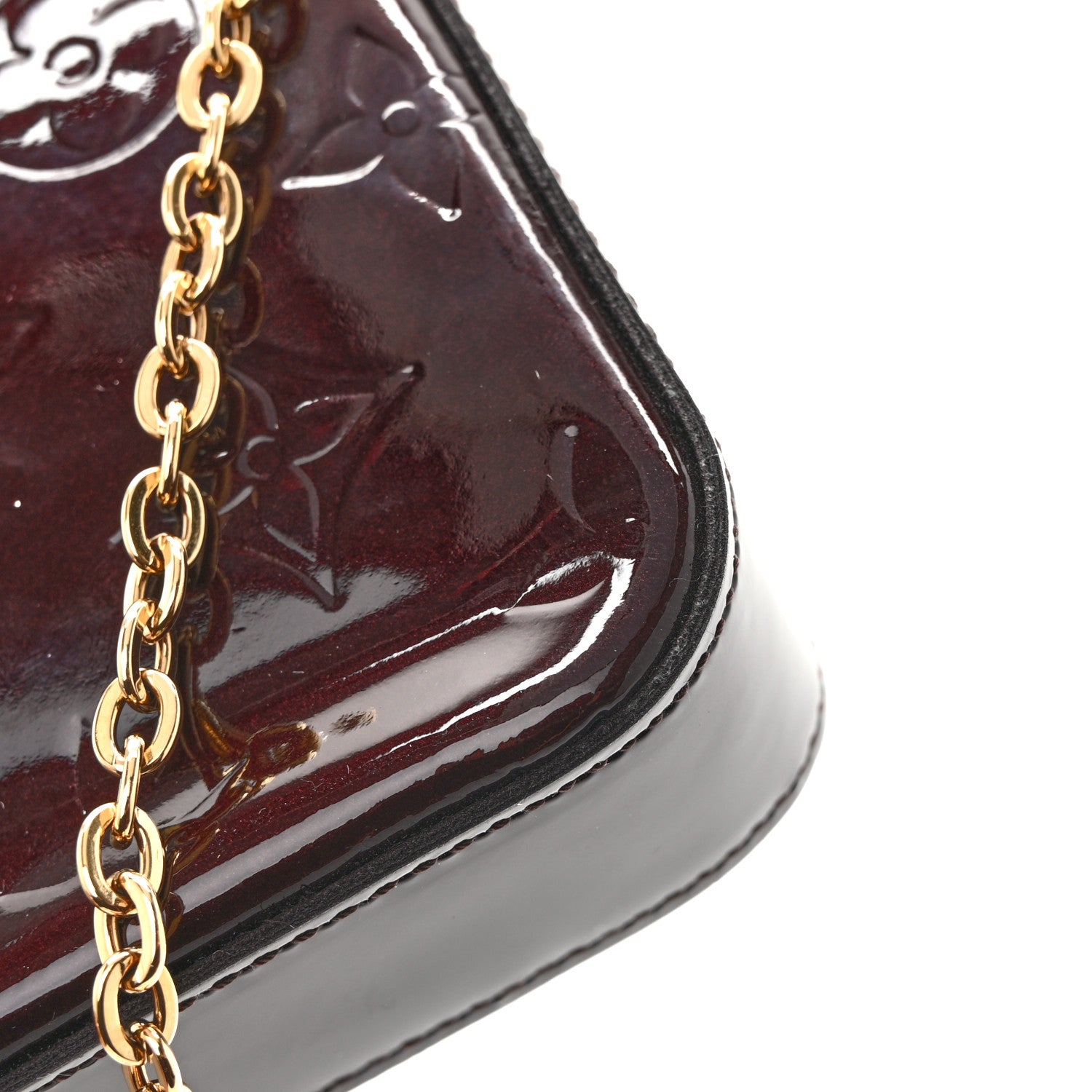Louis Vuitton Vernis Pochette Felicie Chain Wallet Amarante 14 of 15