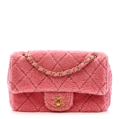 Chanel Shearling Tweed Quilted Medium Flap Bag Light Pink 1 of 13