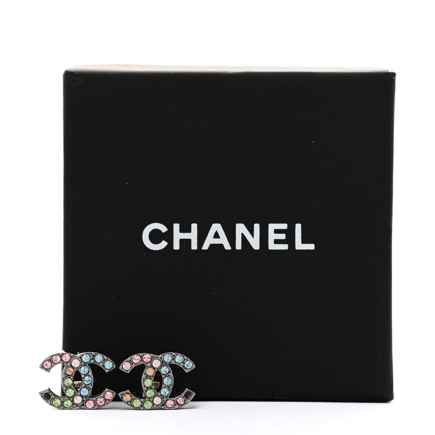 Chanel Ruthenium Crystal CC Earrings Multicolor 7 of 7
