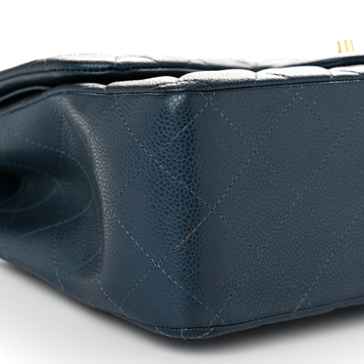 Chanel Metallic Caviar Quilted Jumbo Double Flap Dark Blue 8 of 10