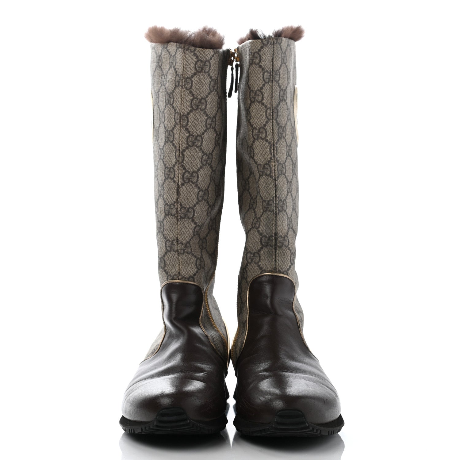 Gucci GG Plus Monogram Rabbit Fur Boots 39 Dark Brown 2 of 25