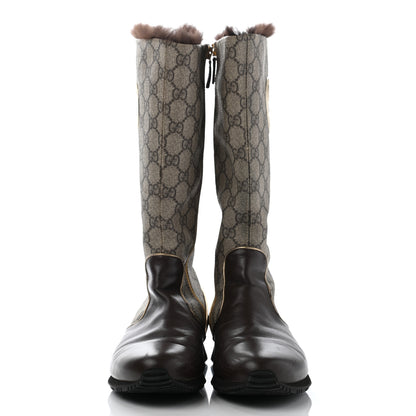 Gucci GG Plus Monogram Rabbit Fur Boots 39 Dark Brown 2 of 25