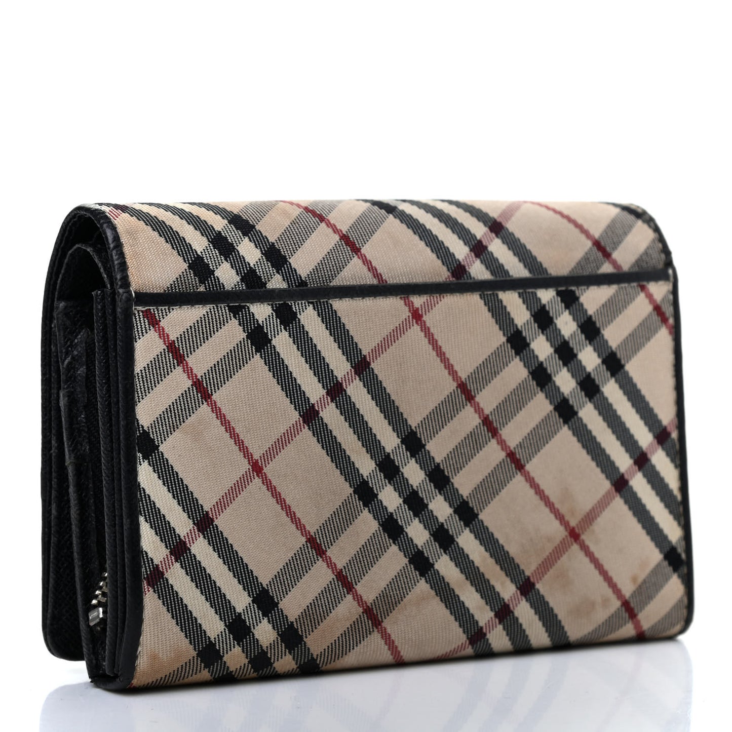 Calfskin Nova Check Flap Wallet Black