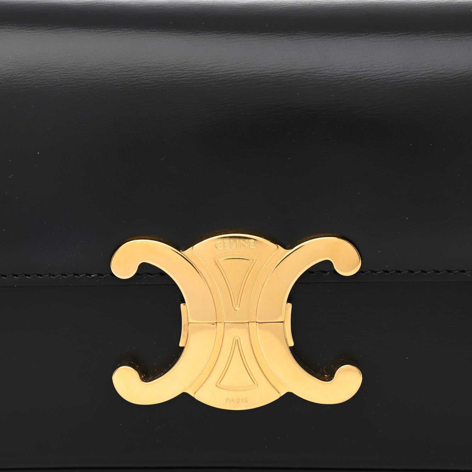 Celine Shiny Calfskin Triomphe Shoulder Bag Black 10 of 15
