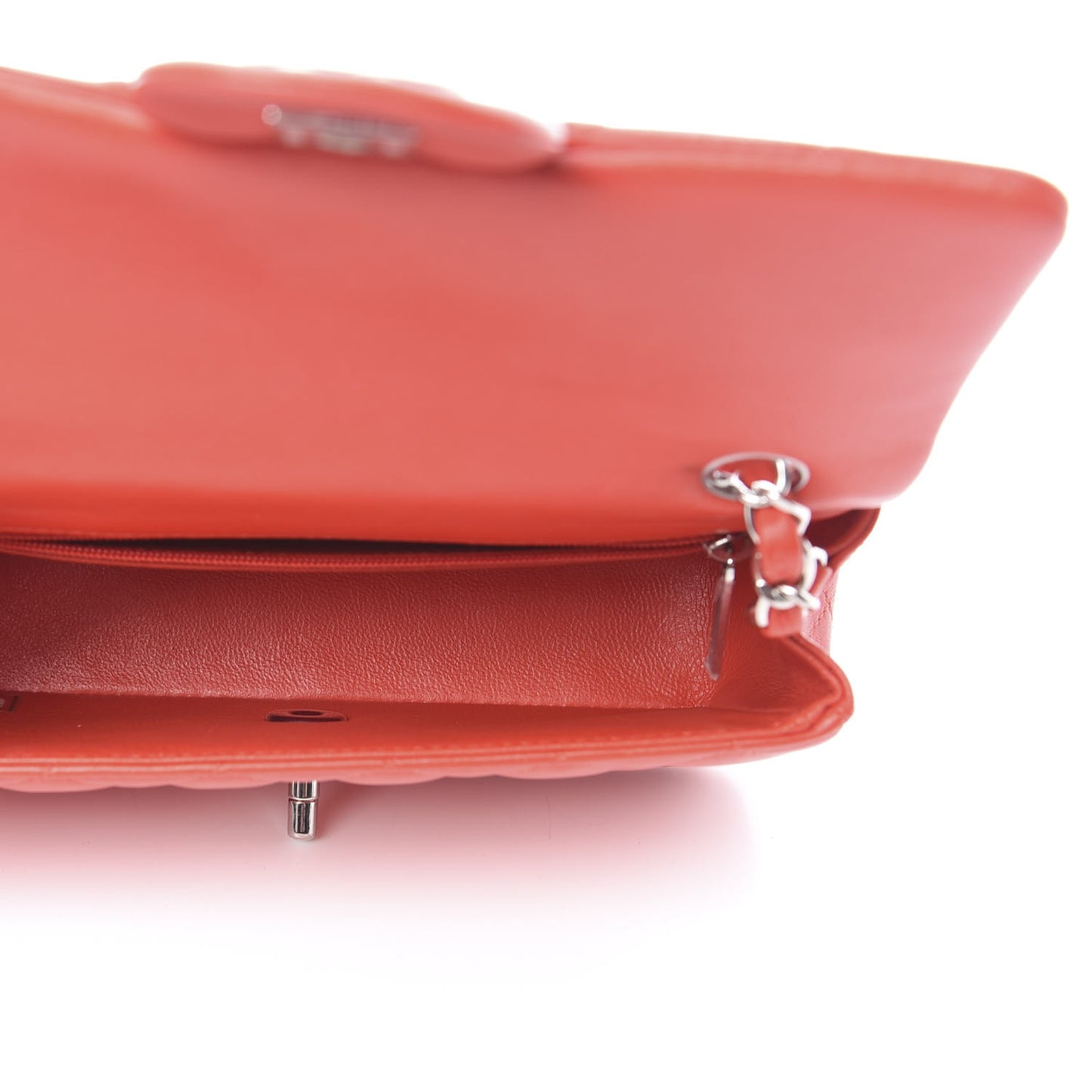 Lambskin Quilted Mini Rectangular Flap Red