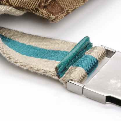 Gucci GG Monogram Web Double Pocket Belt Bag Turquoise 8 of 9