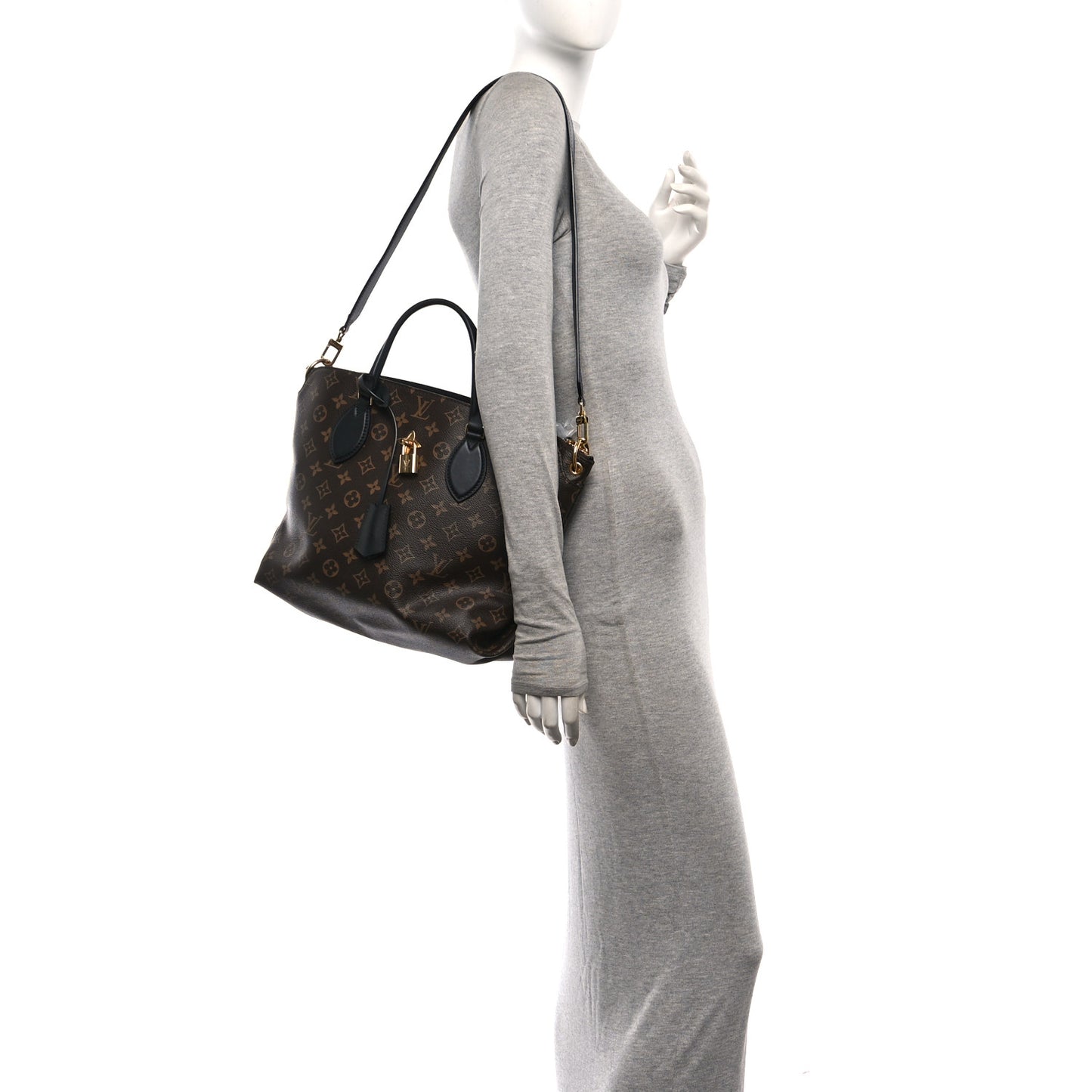 Monogram Flower Zipped Tote MM Black
