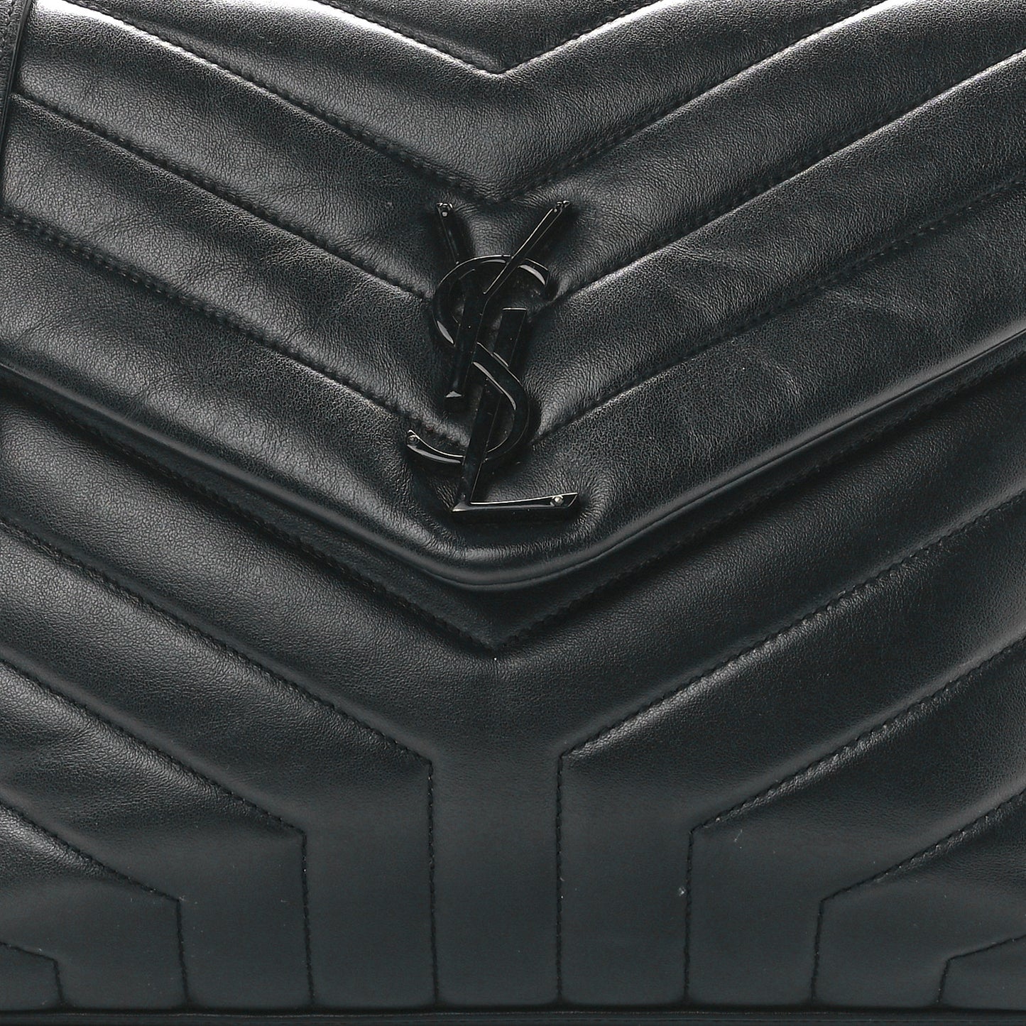 Calfskin Y Quilted Monogram Monochrome Medium Loulou Chain Satchel Black