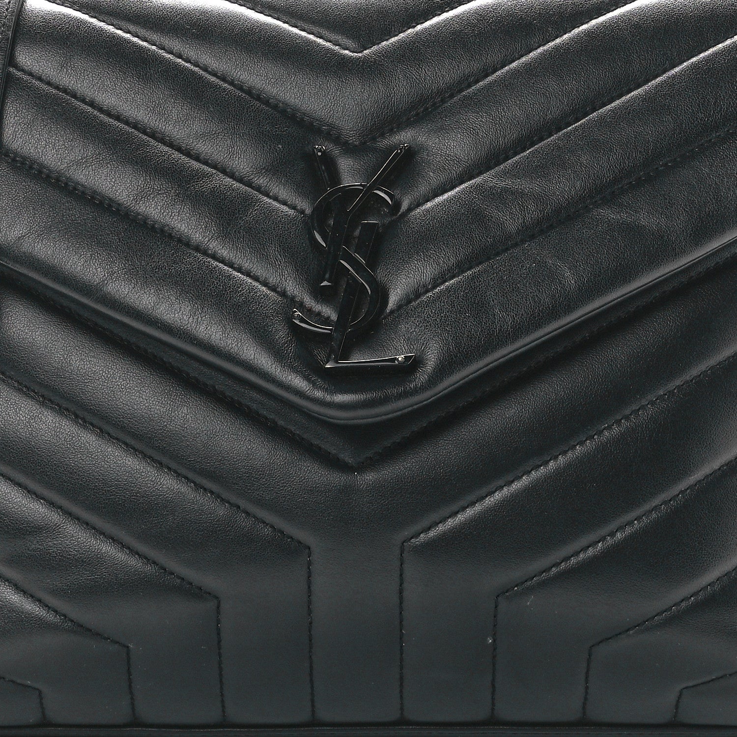 Saint Laurent Calfskin Y Quilted Monogram Monochrome Medium Loulou Chain Satchel Black 10 of 13