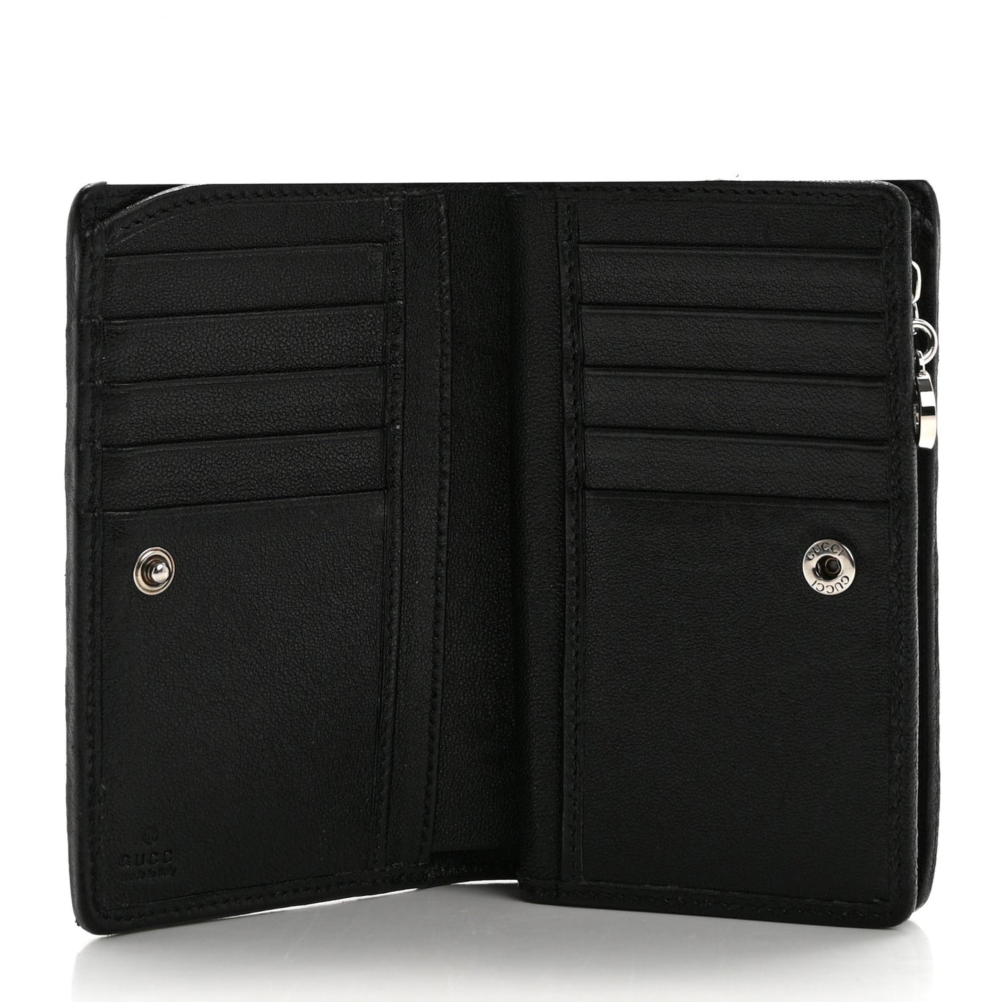 Sakai Be Green Calfskin Diagonal Stitched Blondie Travel Wallet Black