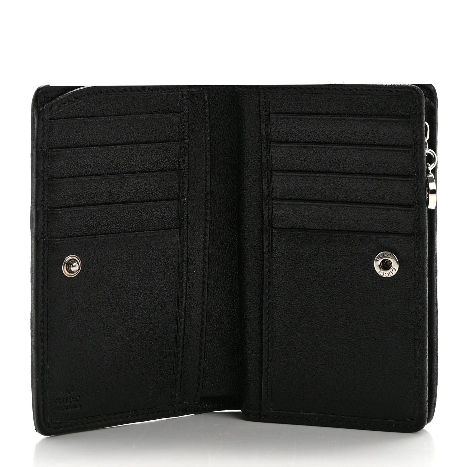 Gucci Sakai Be Green Calfskin Diagonal Stitched Blondie Travel Wallet Black 5 of 12