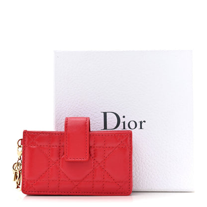 Christian Dior Lambskin Cannage Lady Dior 5-Gusset Card Holder Red 8 of 8