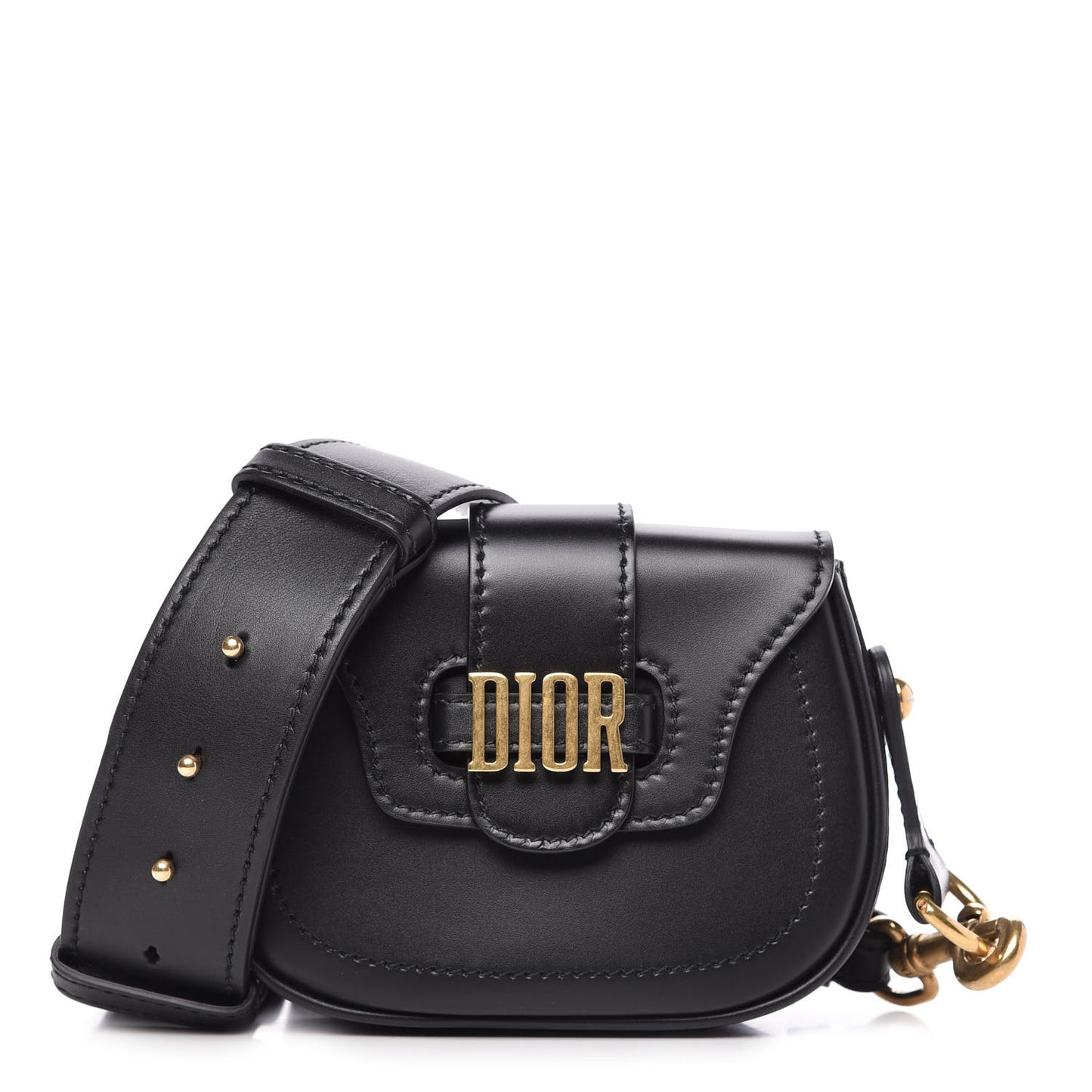 Calfskin Mini D Fence Saddle Bag Black