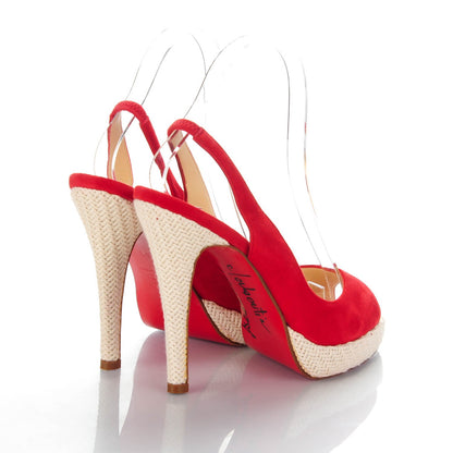 Christian Louboutin Suede YoYo Zeppa 120 Platform Slingback Peep Toe Pumps 36.5 Red 4 of 8