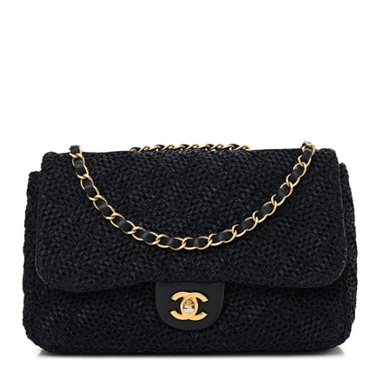 Chanel Raffia Crochet Medium Single Flap Bag Blue 1 of 14