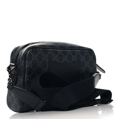 Gucci GG Supreme Monogram Textured Calfskin Emblem Small Crossbody Black 2 of 10