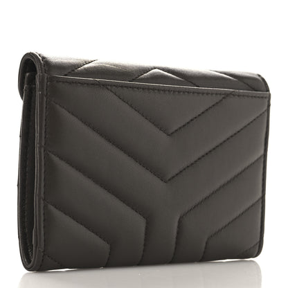 Saint Laurent Lambskin Y Quilted Monogram Small Loulou Envelope Wallet Faggio 3 of 7
