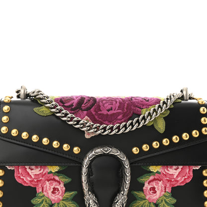 Gucci Calfskin Floral Embroidered Studded Small Dionysus Shoulder Bag Black 9 of 16