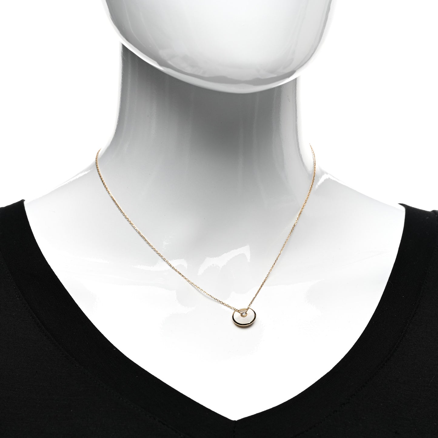 18K Yellow Gold Diamond Mother of Pearl XS Amulette de Cartier Pendant Necklace