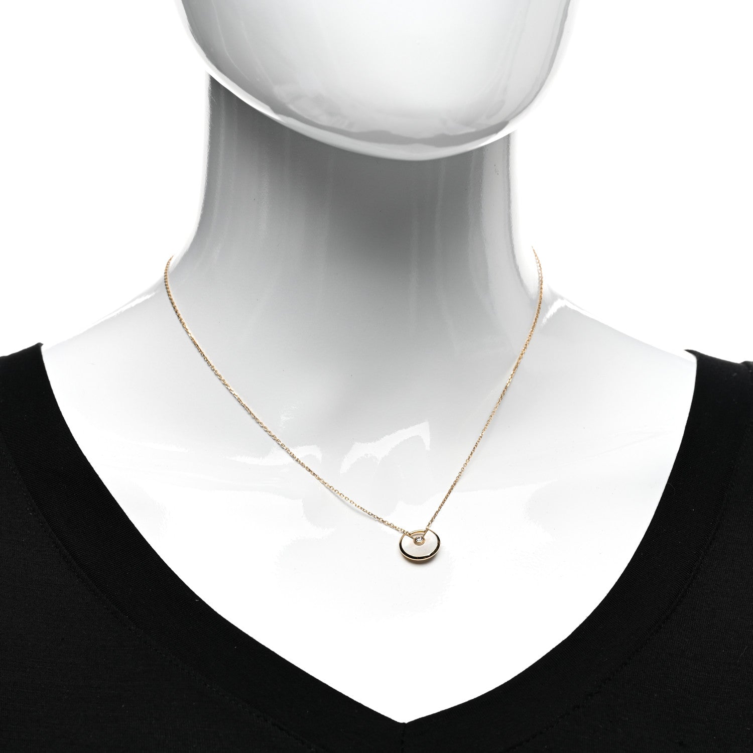 Cartier 18K Yellow Gold Diamond Mother of Pearl XS Amulette de Cartier Pendant Necklace 2 of 5
