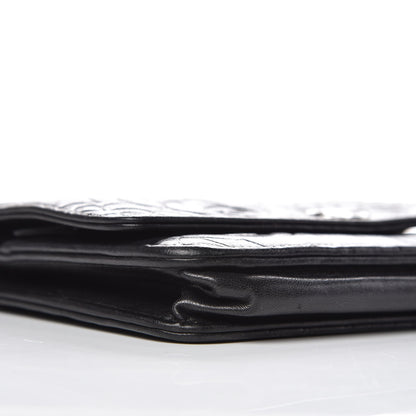 Chanel Lambskin Camellia Embossed Wallet on Chain WOC Black 8 of 16