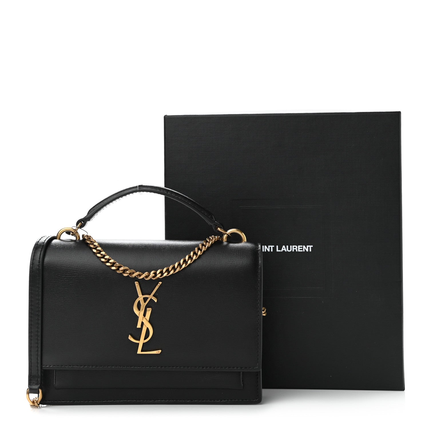 Saint Laurent Calfskin Monogram Sunset Chain Wallet Black 9 of 9
