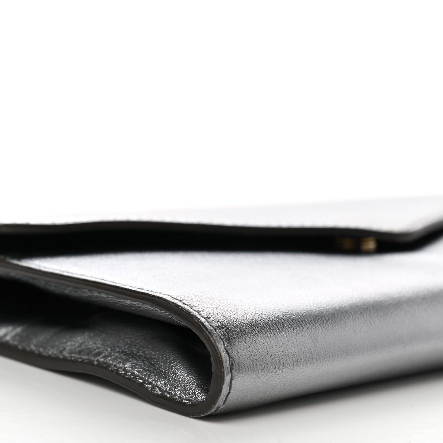 Metallic Calfskin Y-Mail Clutch Silver