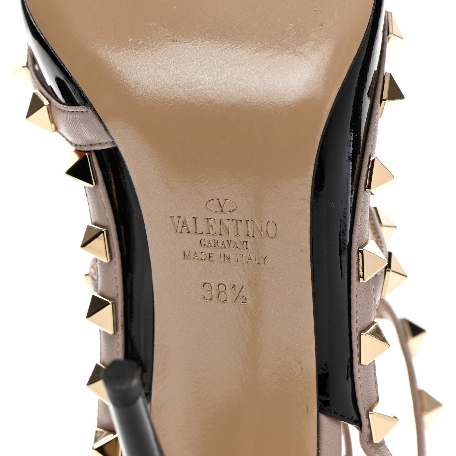 Valentino Garavani Patent Nappa Rockstud Ankle Strap 100mm Pumps 38.5 Black Poudre 8 of 10
