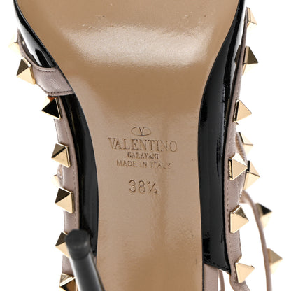 Valentino Garavani Patent Nappa Rockstud Ankle Strap 100mm Pumps 38.5 Black Poudre 8 of 10