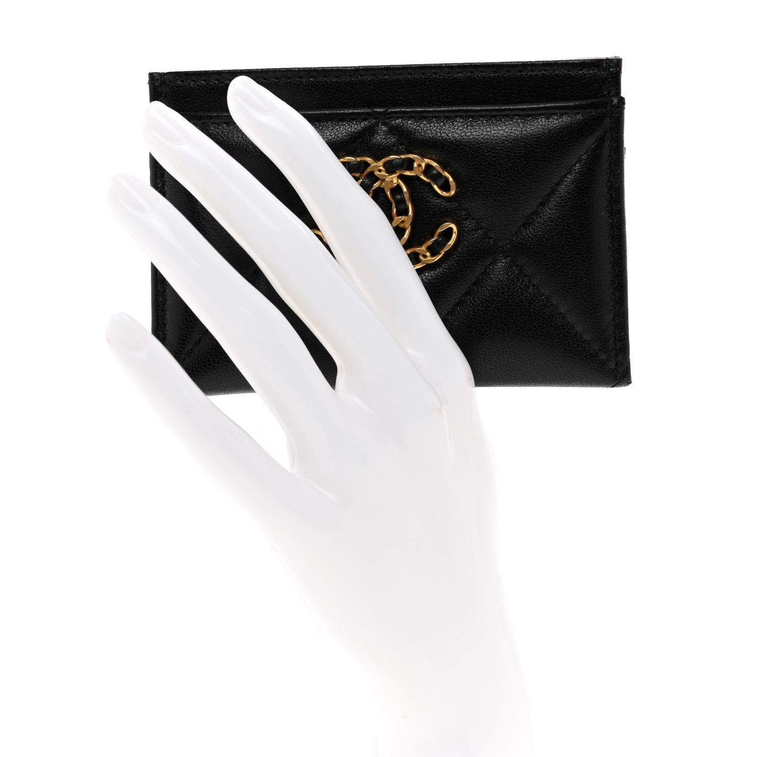 Chanel Lambskin Quilted Chanel 19 Card Holder Black 2 of 9