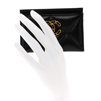 Chanel Lambskin Quilted Chanel 19 Card Holder Black 2 of 9