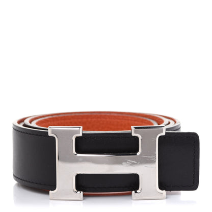 Hermes Box Togo 32mm H Belt 90 Black Orange 4 of 18