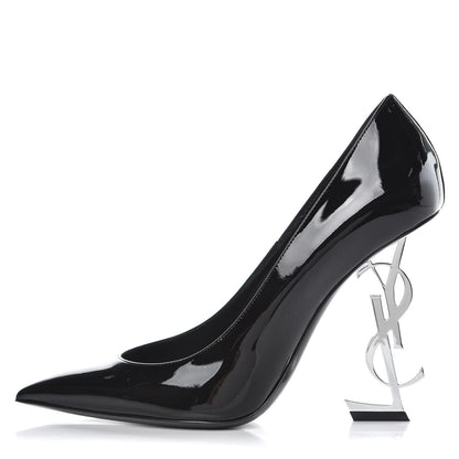 Saint Laurent Patent Opyum 100 Pumps 38 Black Silver 1 of 9